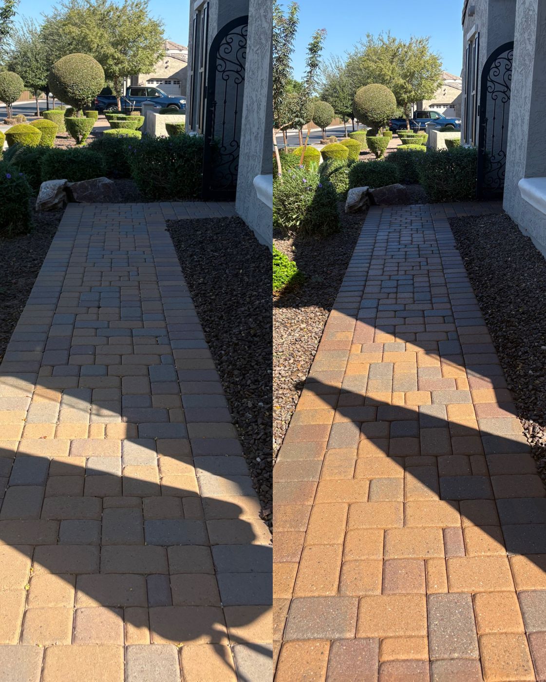 Paver walkway before and after